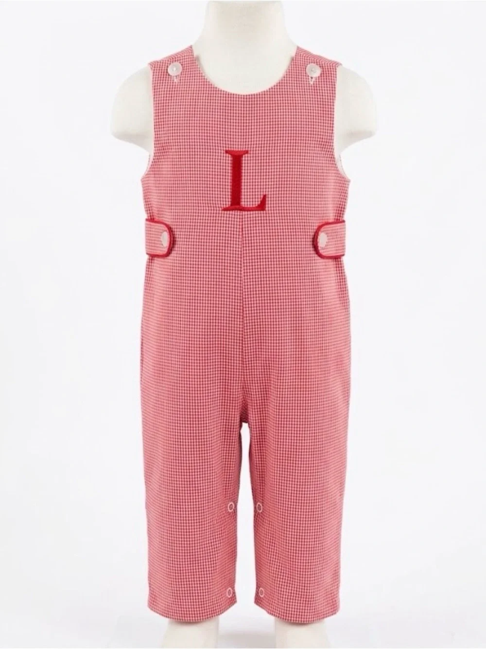Unbranded Pink Gingham Monogram Kids Romper - Letter L